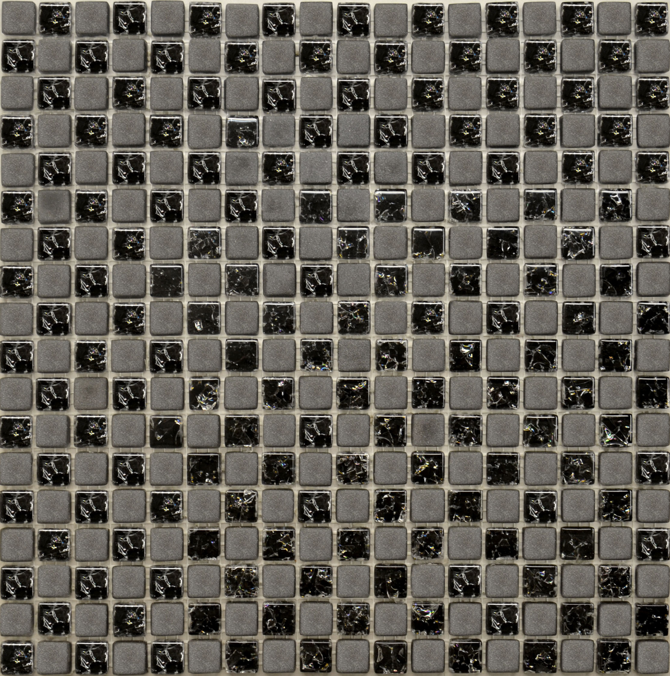 2023 Мозаика шахматка черная колотая черная матовая 300х300 чип 15х15 0.09м