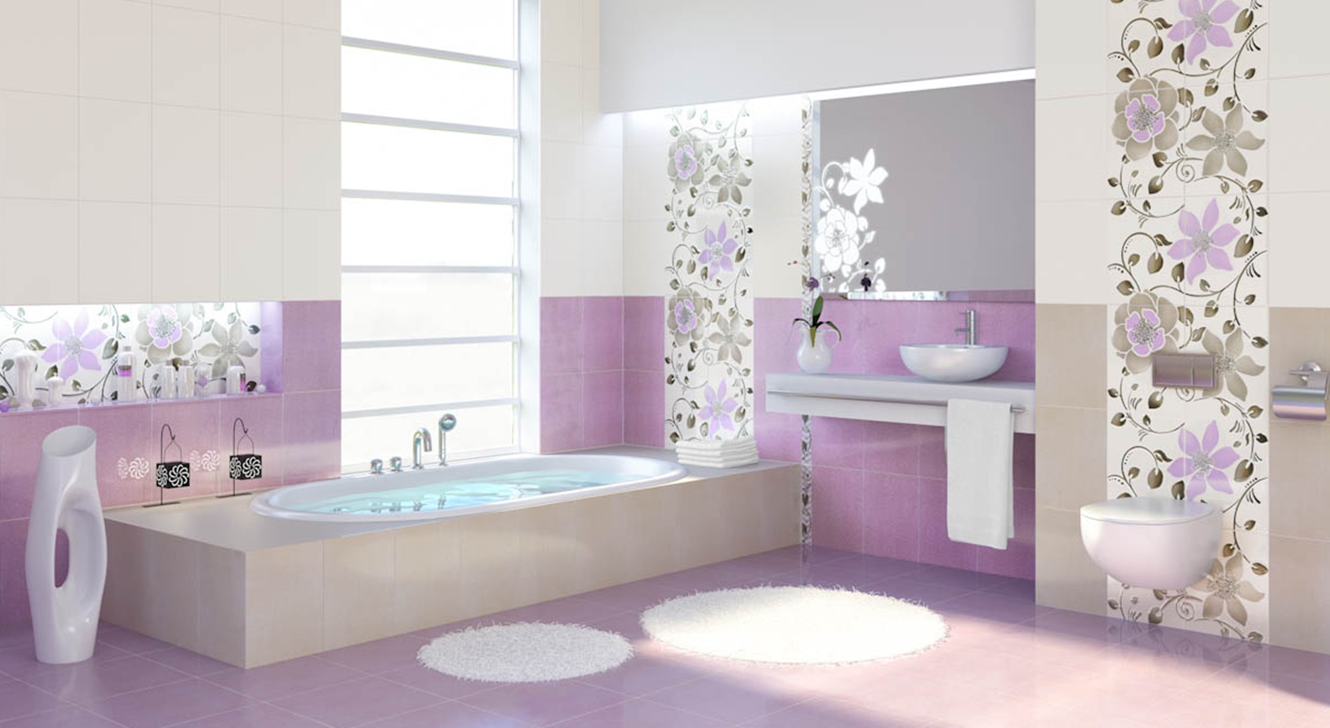 плитка с цветами для ванной фото