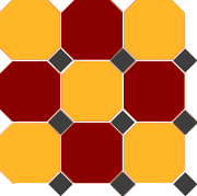 4421/20 OCT14-B Brick Red 20 Ochre Yellow 20 Octagon/Black 14 Dots 30x30 см Top Cer