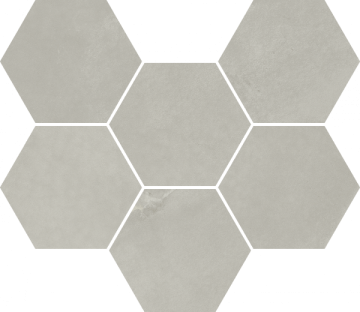 620110000188 Continuum Silver Mosaico Hexagon 25x29 Italon