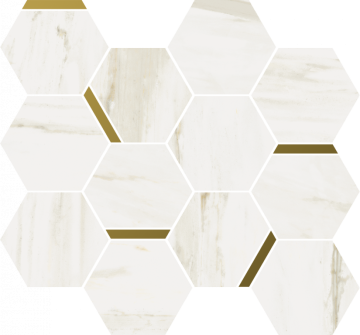 620110000222 Stellaris Carrara Ivory Mosaico Chic Nat 28.3x32.8 Italon