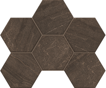 Мозаика GB04 Gabbro Hexagon неполированная 25x28.5 Estima