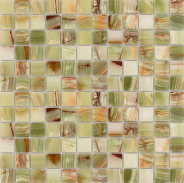 Pietrine Onice Jade Verde POL 2.3x2.3 29.8x29.8 Caramelle Mosaic