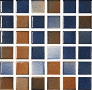 VC.2.05.1112 Versicolor Mosaic Mustard-Dark Blue 5x5 30x30 Serapool
